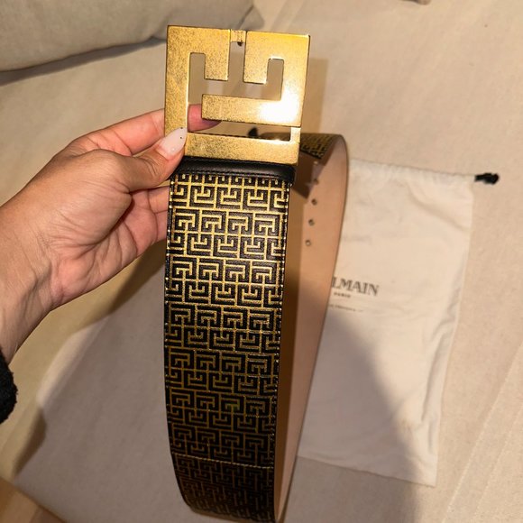 BALMAIN - Monogram-pattern wide belt - Picture 6 of 8